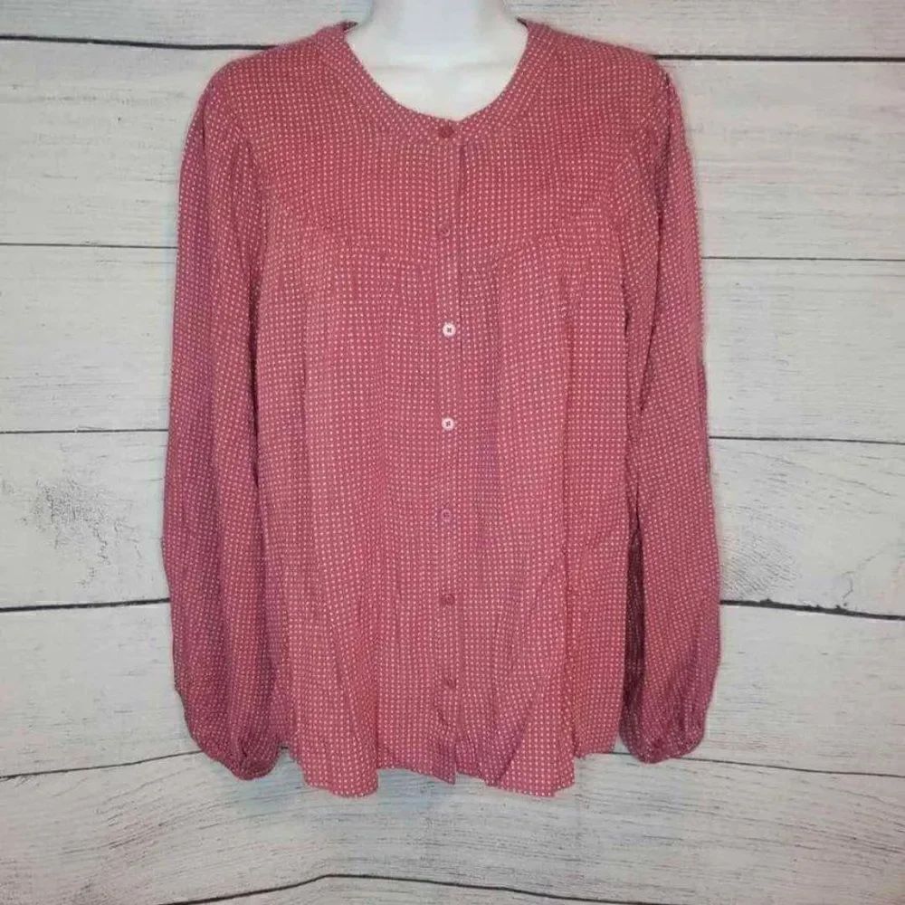 Women's Polkadot Button Front Blouse Medium‎